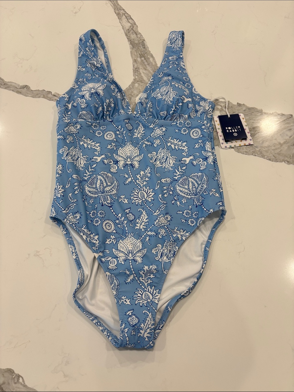NWT Roller rabbit for Target ‎ Blue Print One-Piece Swimsuit women’s size 2